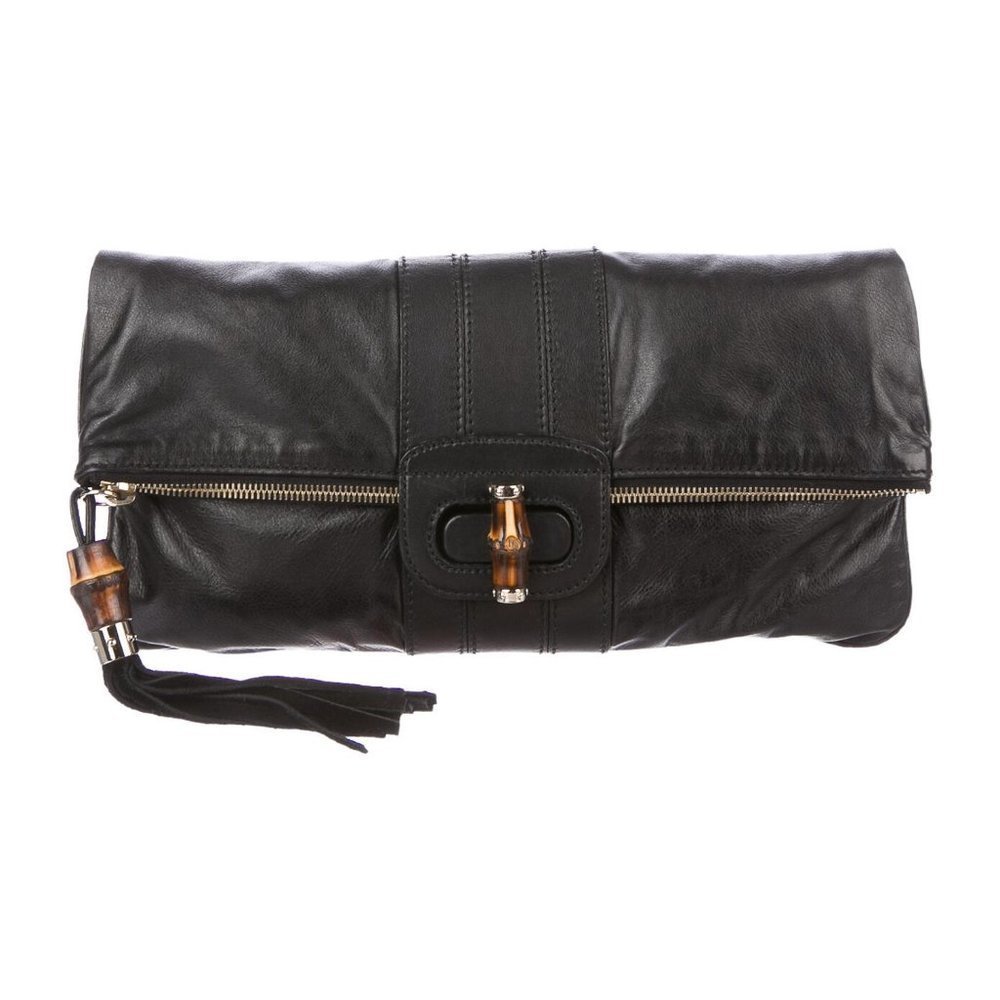 Gucci Bamboo Leather Suede Clutch